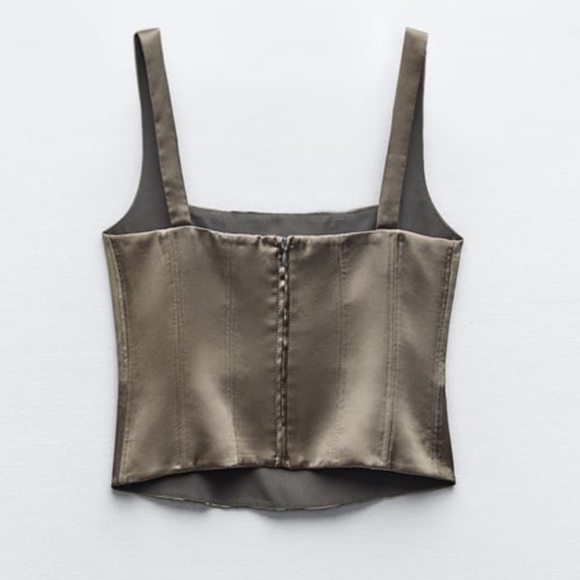 Zara Olive Green Crop Top - Picture 2 of 5